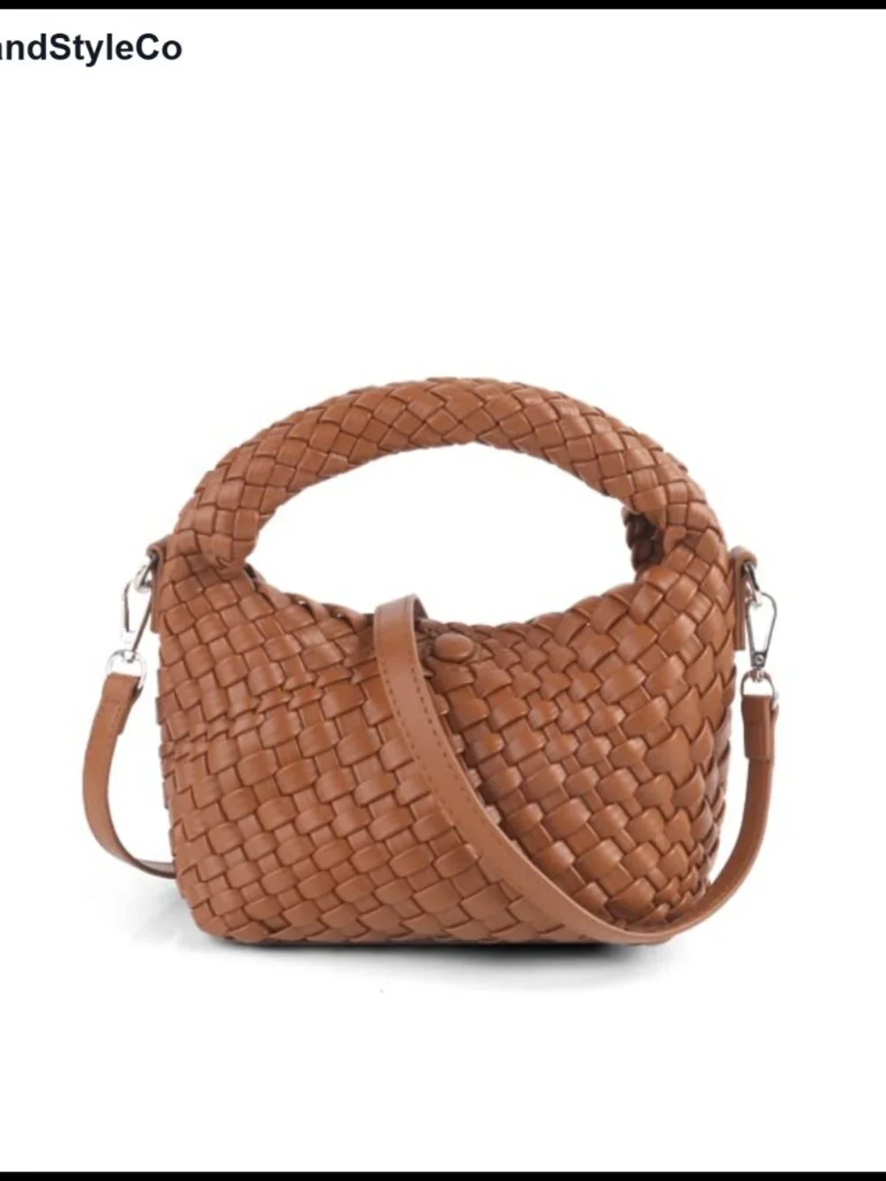 Handwoven Vegan Leather Tote Crossbody Bag with Detachable Strap
